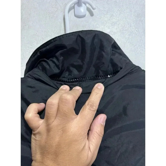 VTG TOMMY HILFIGER Mens Black Nylon Jacket Fleece Lined Medium Spellout Y2k READ - Picture 15 of 15